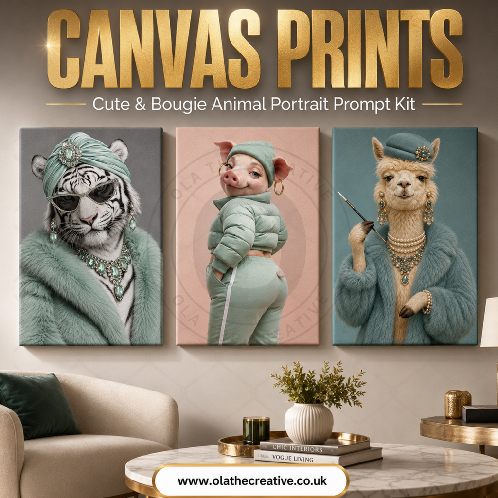 Cute & Bougie Animal Portrait Prompt Kit | Instant Download