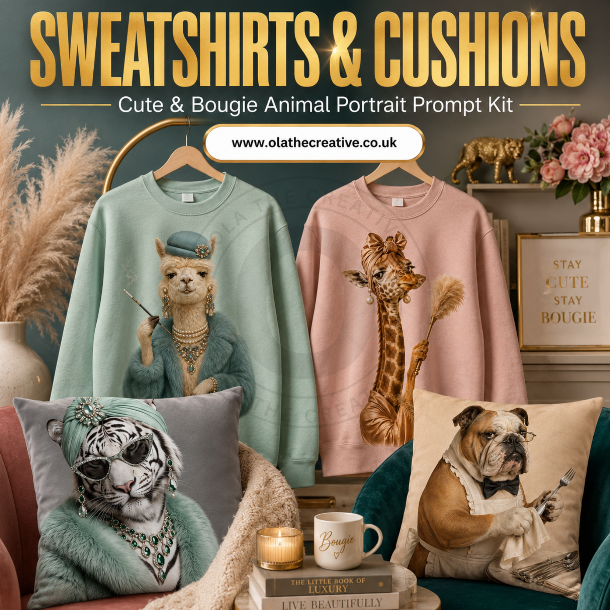 Cute & Bougie Animal Portrait Prompt Kit | Instant Download