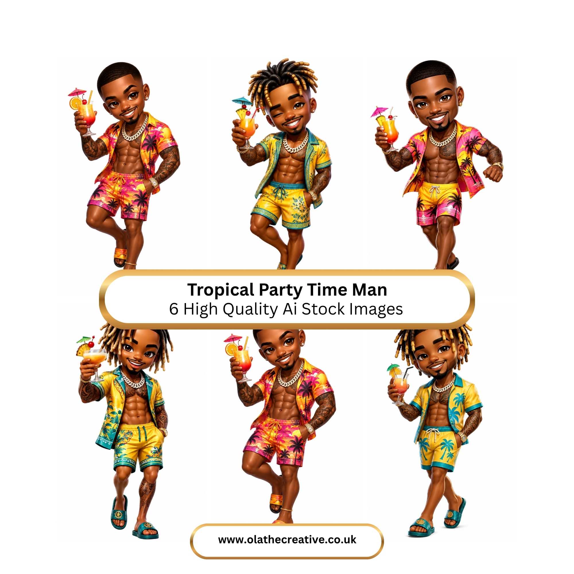 Tropical Party Time Man 6 image pack
