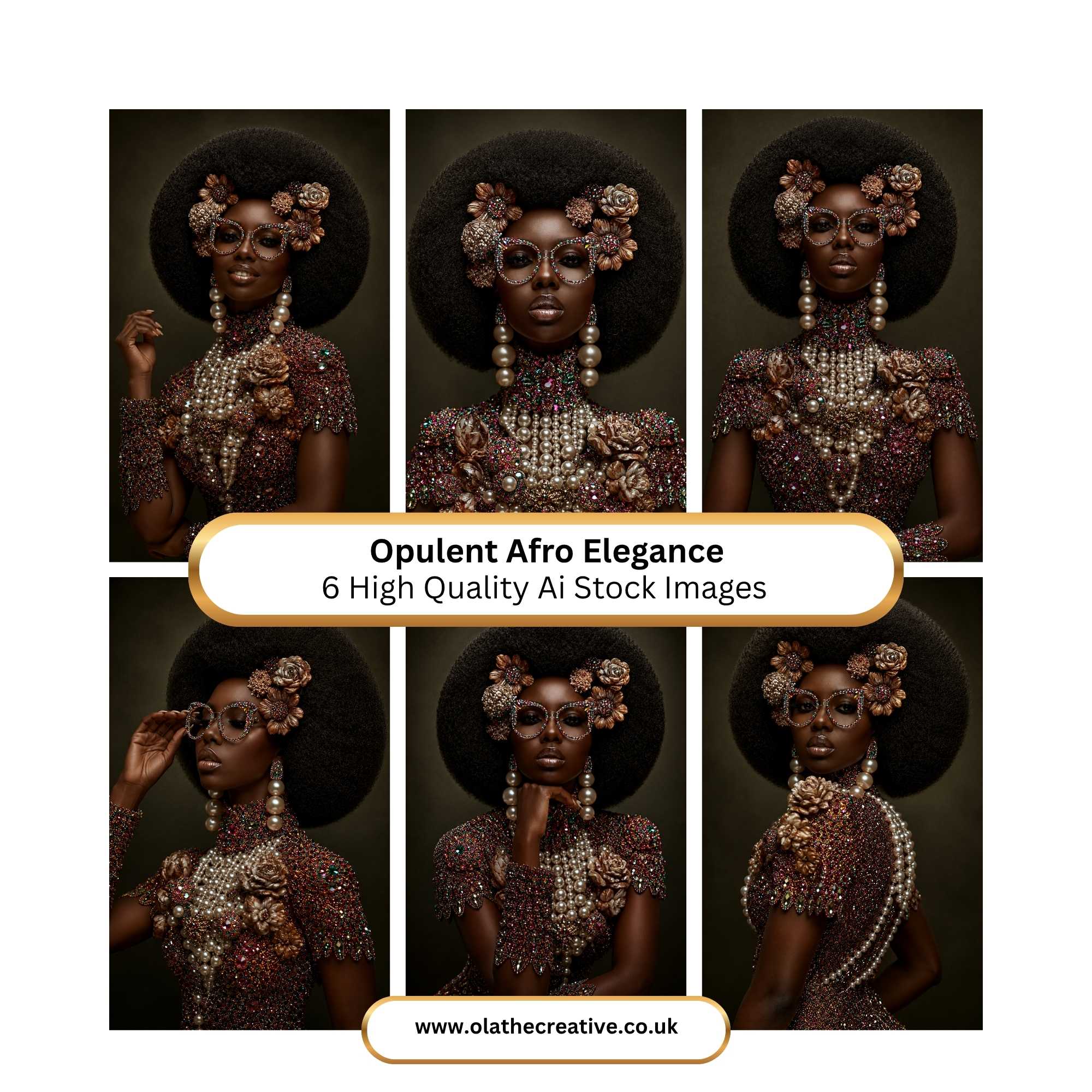 Opulent Afro Elegance 6 Image Bundle.
