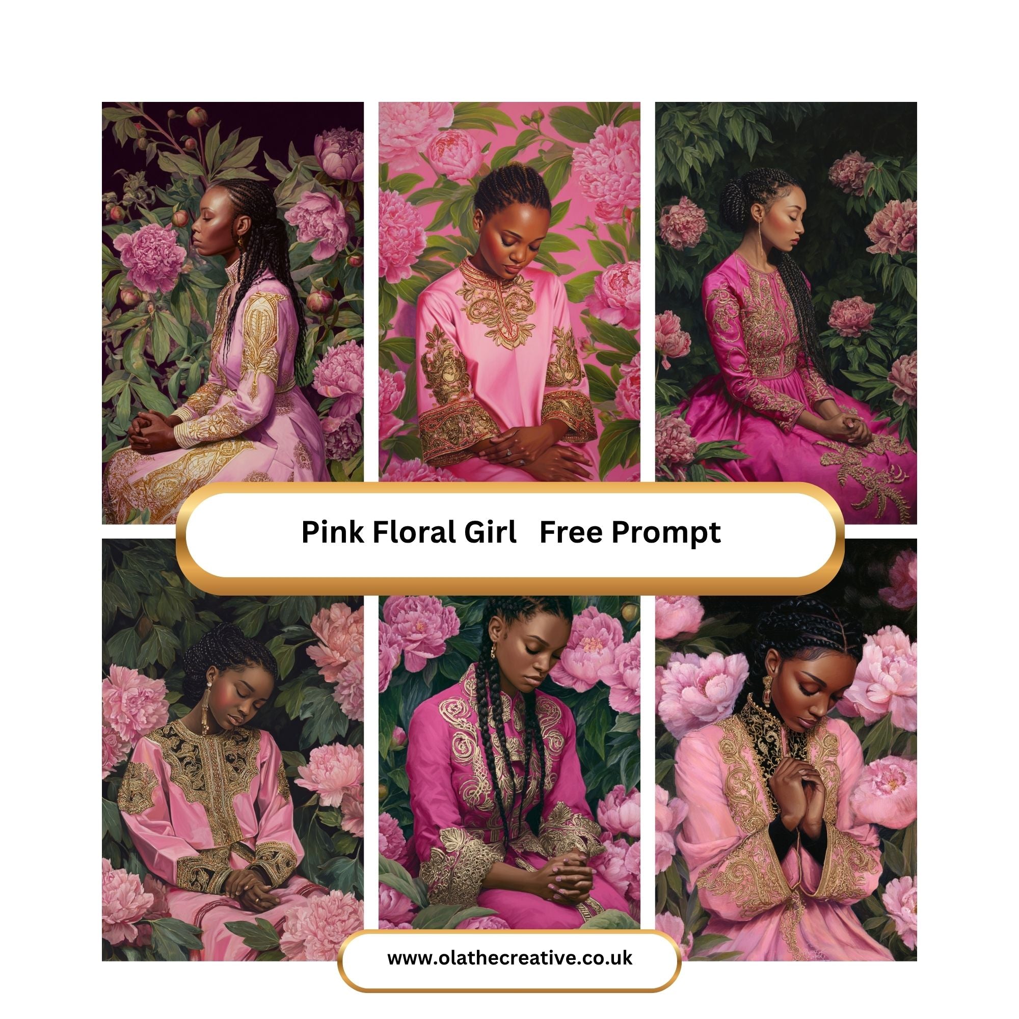Pink Floral Girl Free Prompt