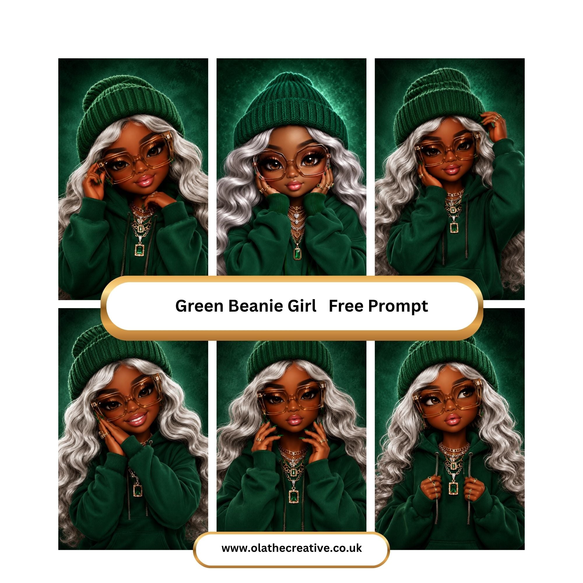 Green Beanie Girl Free Prompt