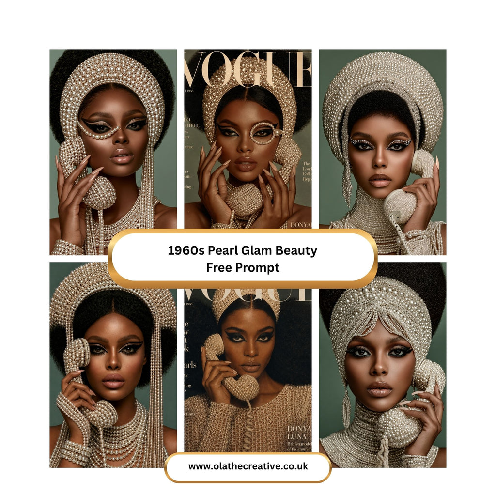 1960s Pearl Glam Beauty Portrait Free Prompt