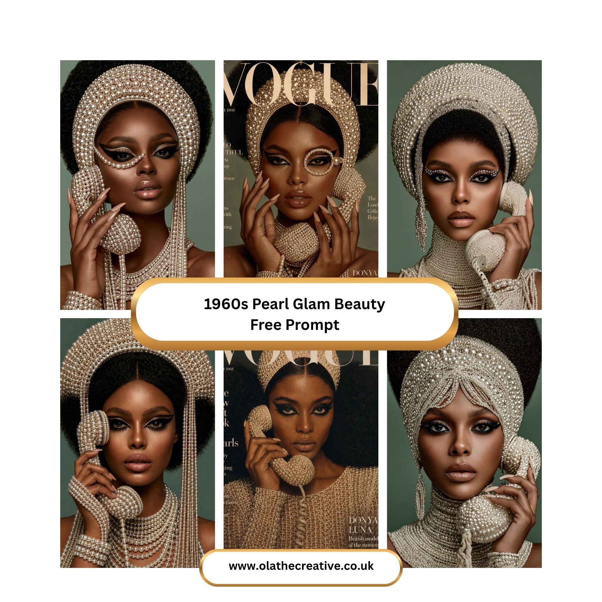 1960s Pearl Glam Beauty Portrait Free Prompt